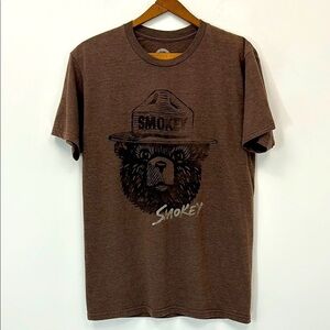 Smokey Bear Cotton Blend Tee Size Small Brown T-Shirt Forest Nature Park Ranger